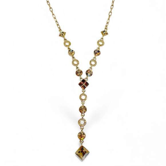 Givenchy Gold-Tone Y-Drop Statement Necklace with Crystals. NWOT - Picture 1 of 6
